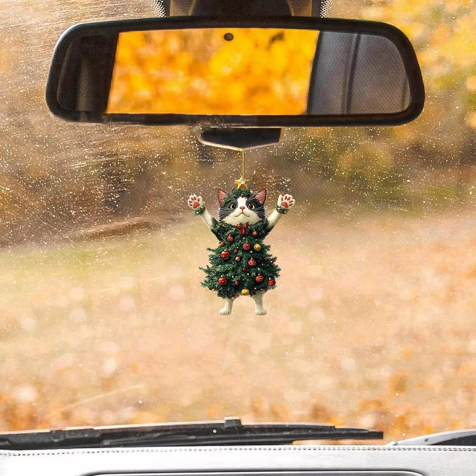 Funny Black and White Cats Christmas Ornament - Image 11