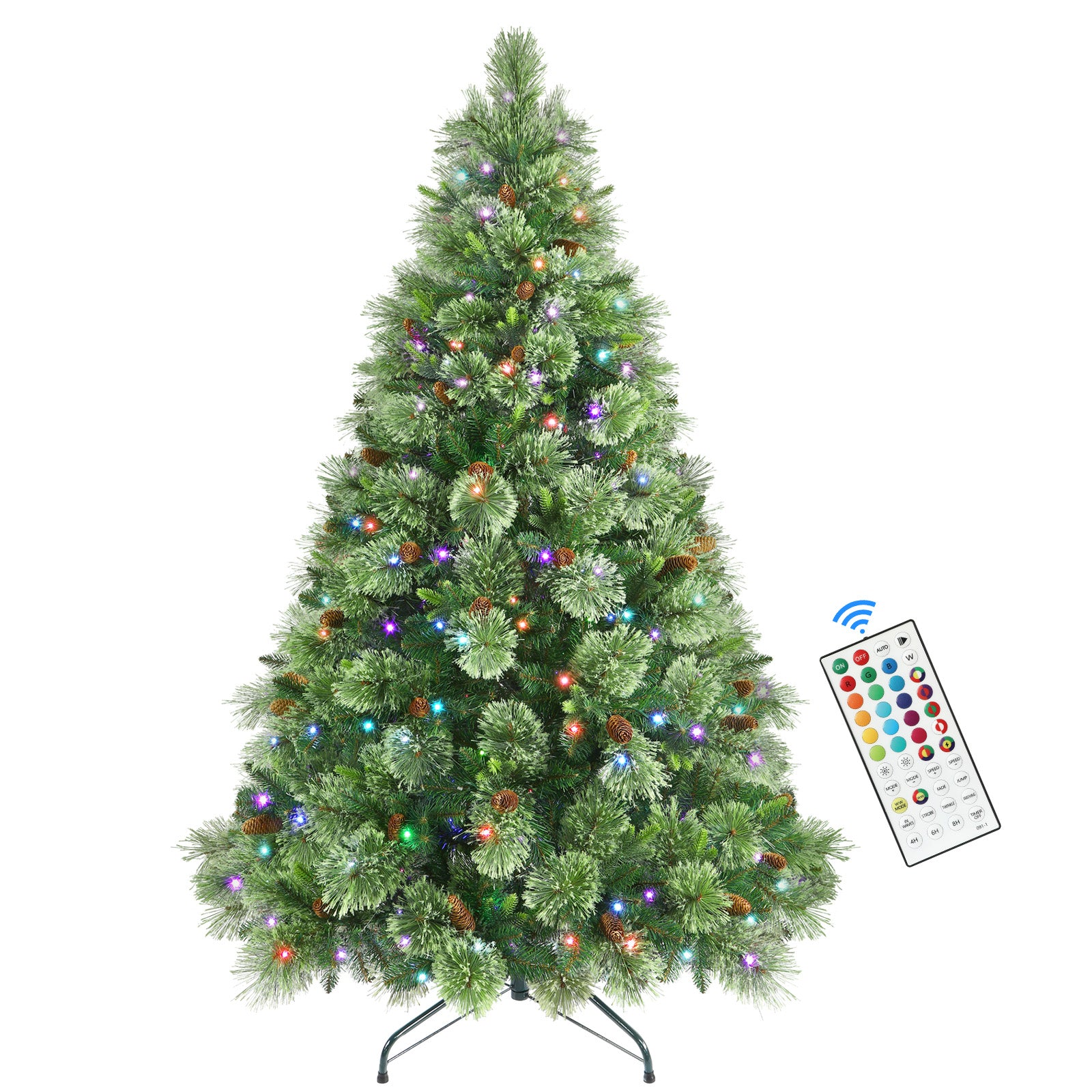 7ft Prelit RGB Lights Carolina Pine Artificial Christmas Pine Trees with Remote