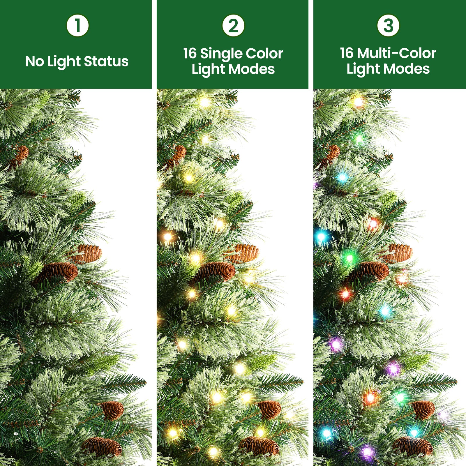 9ft Prelit RGB Lights Carolina Pine Artificial Christmas Pine Trees with Remote - Image 5