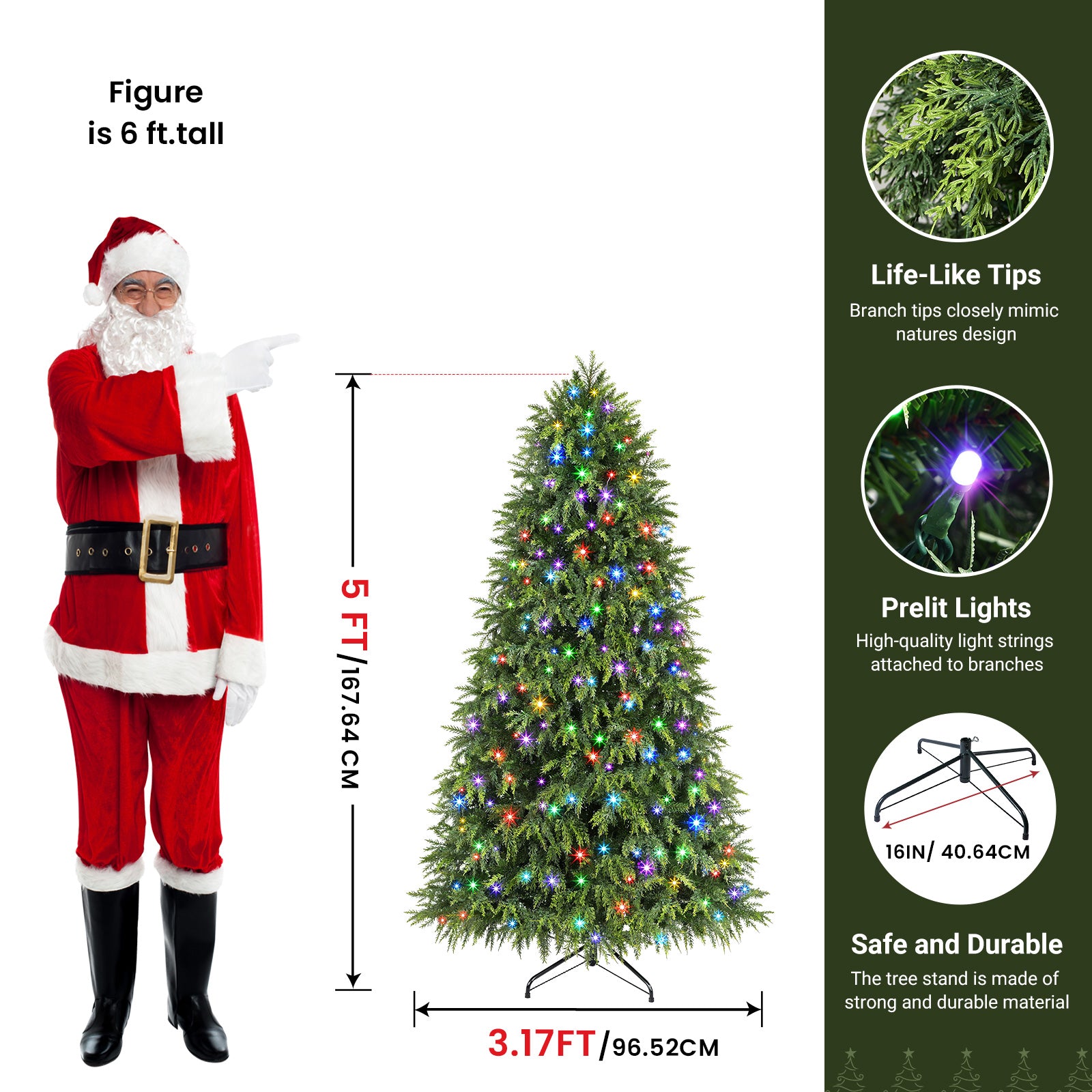 Cedar Cypress Artificial Christmas Tree with RGB Lights 106 Lights Modes - Image 18