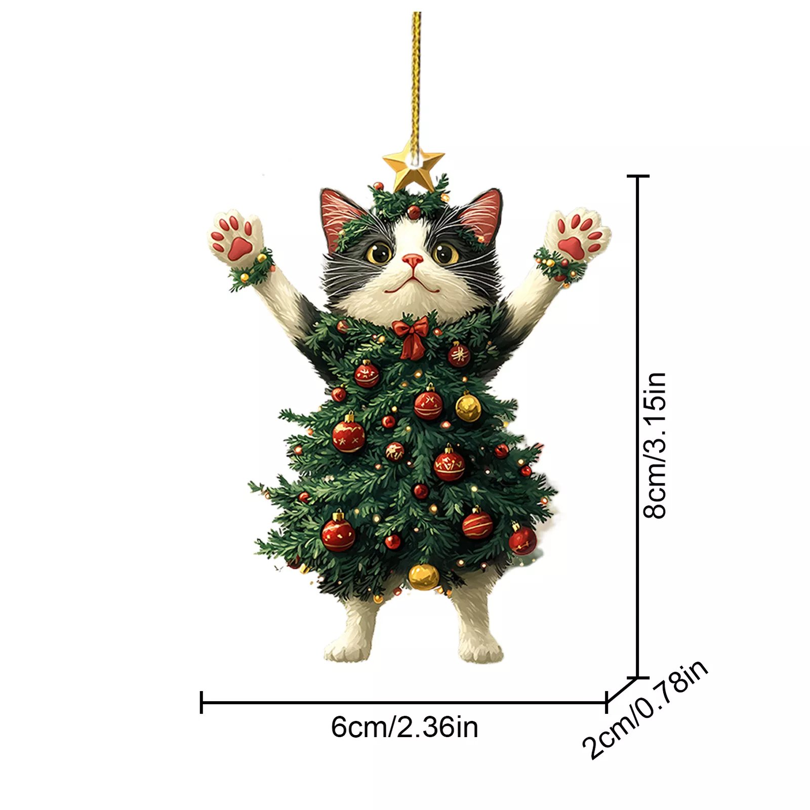 Funny Black and White Cats Christmas Ornament - Image 4