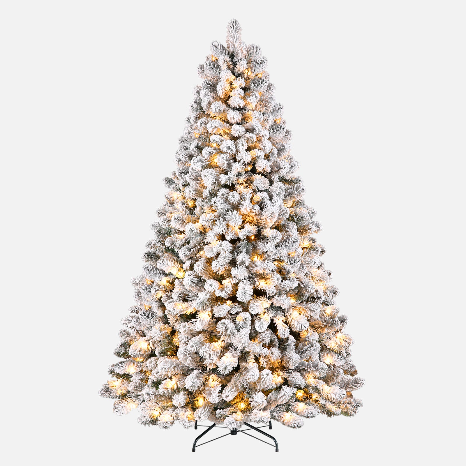 9ft Warm White Lights Snow Flocked Spruce Artificial Xmas Christmas Trees