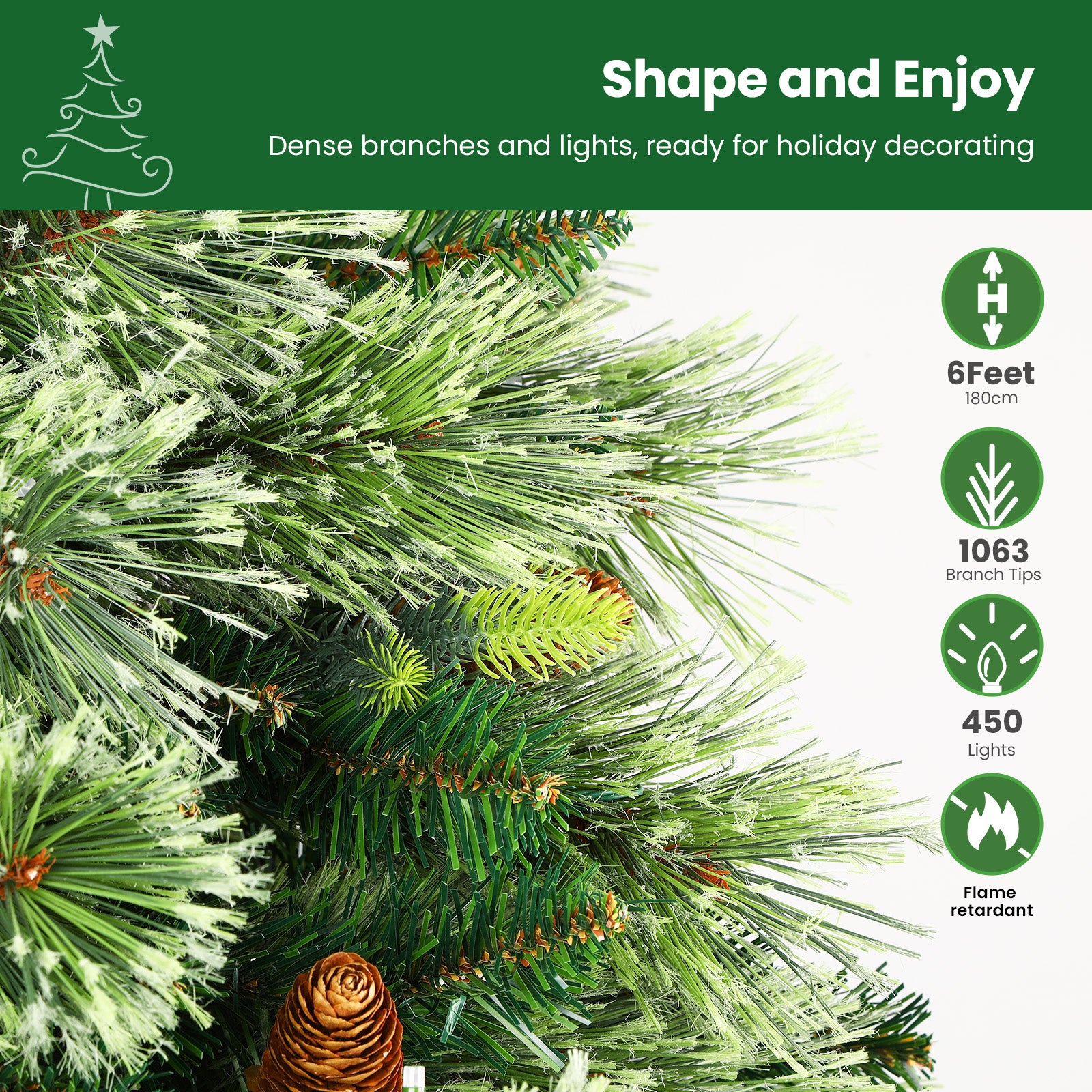 6ft Prelit RGB Lights Carolina Pine Artificial Christmas Pine Trees with Remote - Image 7