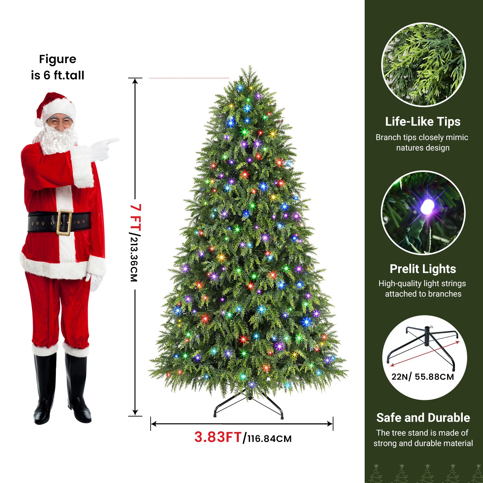 Cedar Cypress Artificial Christmas Tree with RGB Lights 106 Lights Modes - Image 22