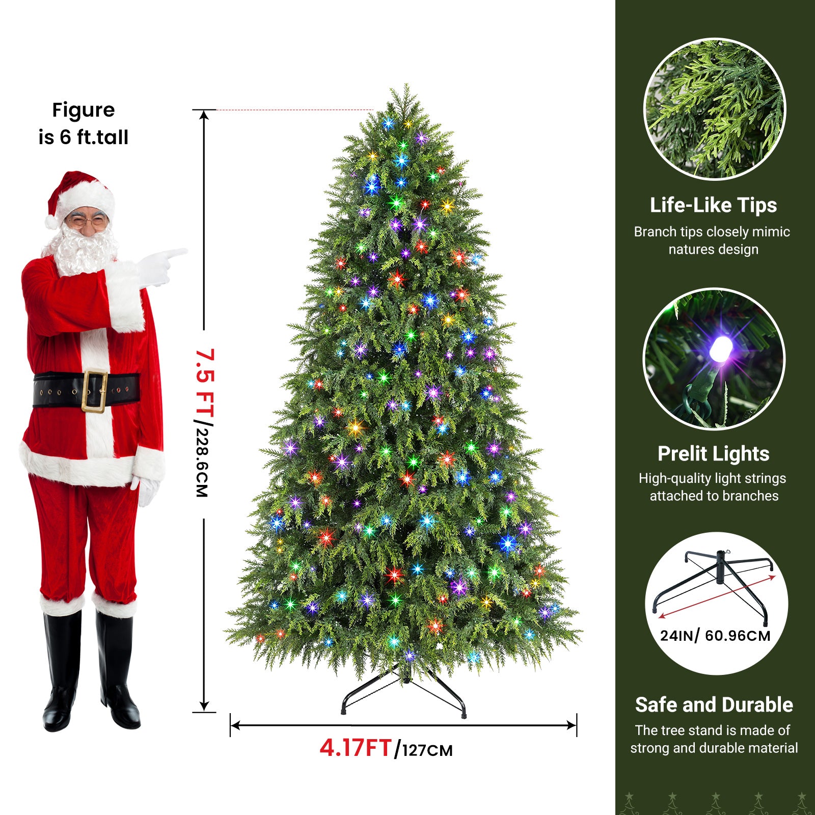 Cedar Cypress Artificial Christmas Tree with RGB Lights 106 Lights Modes - Image 6