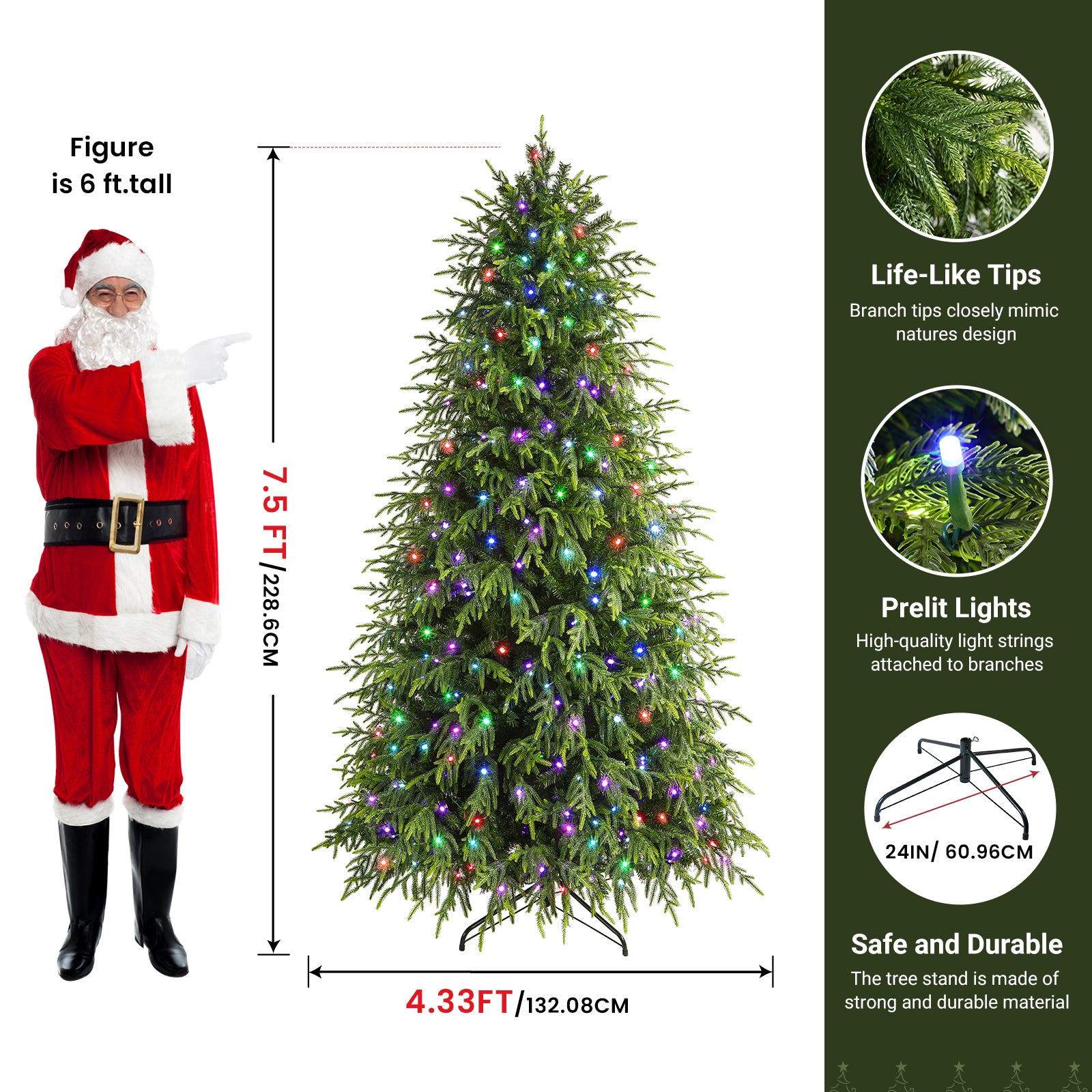 7.5ft Norfolk Pine Christmas Trees with RGB Lights - Image 5