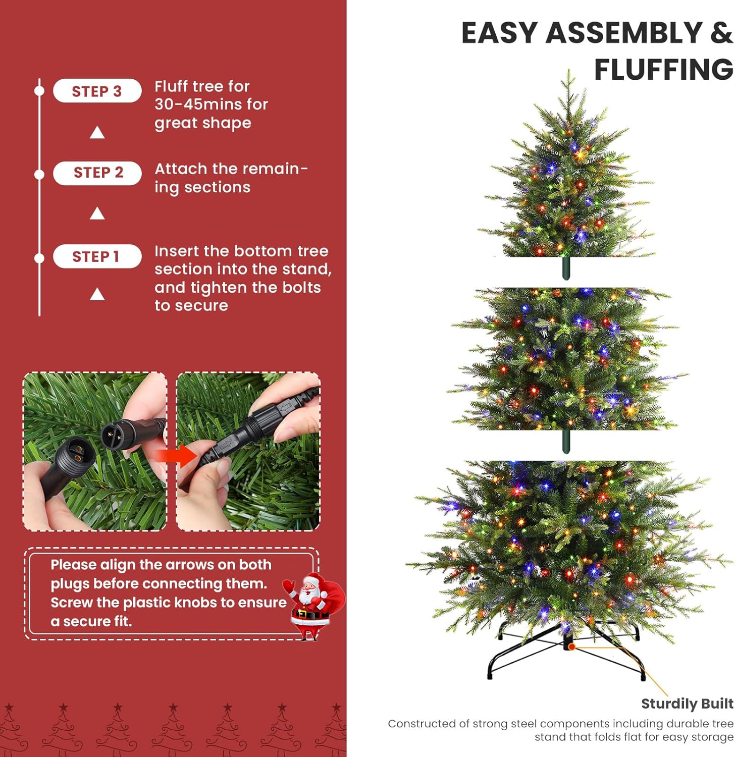 7.5ft Aspen Slim Noble Fir Christmas Trees with Multi Color Lights - Image 7