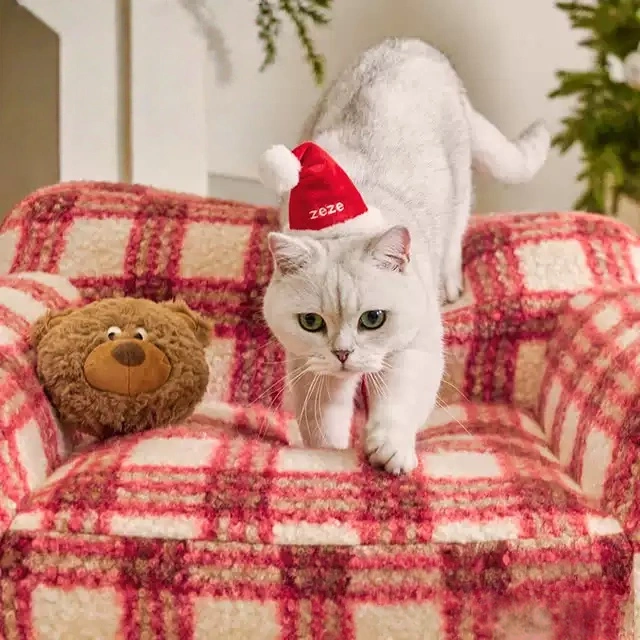 Christmas Plaid Soft Plush Pet Sofa Bed - Image 4