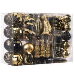 145pcs Gold and Black Christmas Balls Ornaments Set