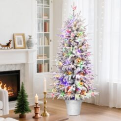 Alternative view of 4ft Prelit Flocked Bennington Fir Artificial Christmas Tree with Multi-Color Lights