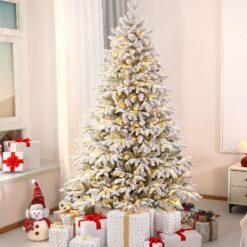 7.5ft Flocked Cedar Christmas Trees with 450 RGB Lights