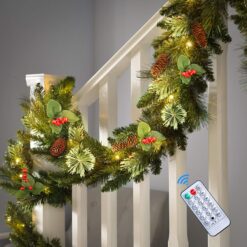 9FT Prelit Artificial Christmas Garland with Color Changing Lights and Timer by Remote Control
