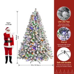 Alternative view of 9ft Pre-lit Flocked Spruce Artificial Christmas Tree with 640 Multi-Color Lights