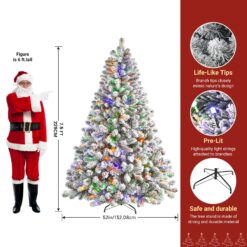 Alternative view of 7.5ft Pre-lit Flocked Spruce Artificial Christmas Trees with 470 Multi-Color Lights