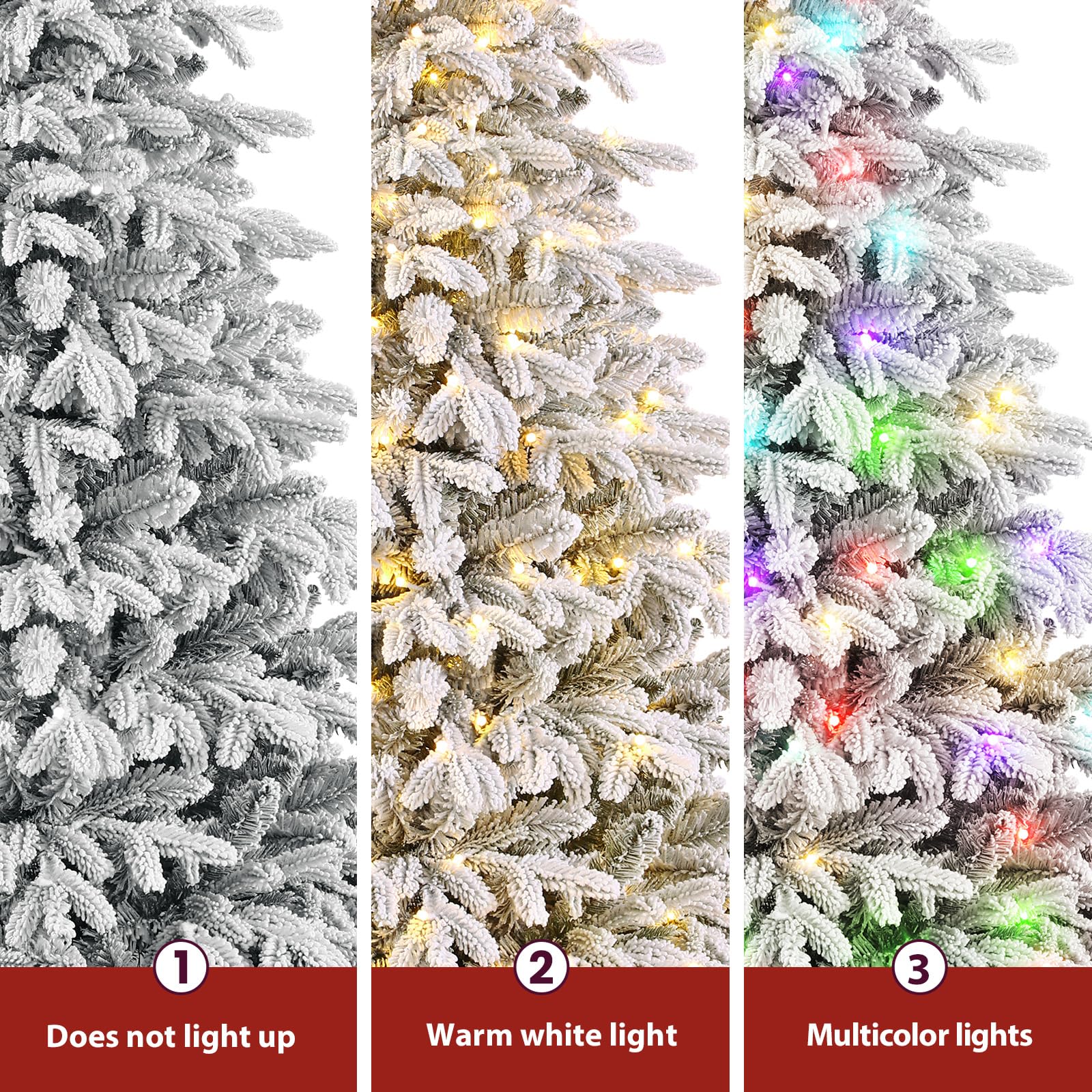 7.5ft Flocked Cedar Christmas Trees with 450 RGB Lights - Image 6