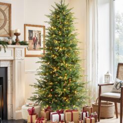 Aspen Slim Noble Fir Christmas Trees with 2 in 1 Warm White&Multi-Color Twinkling Lights