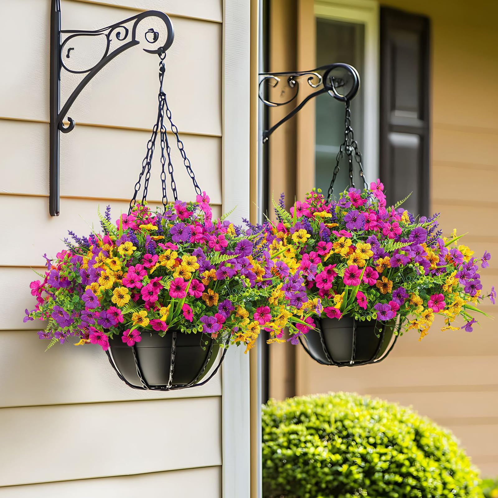 24 Bundles Artificial Flowers, UV Resistant Eucalyptus Violet and Lavender Silk Fake Plants, Yellow Rose Purple - Image 6