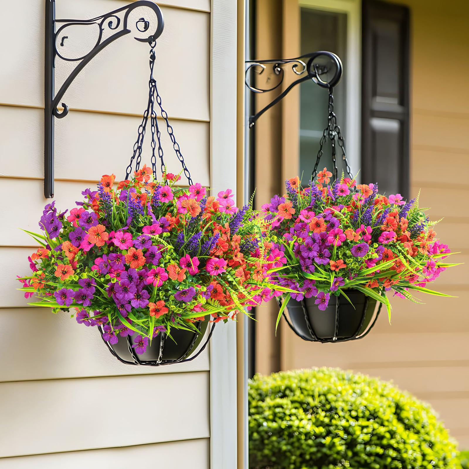 24 Bundles Artificial Flowers UV Resistant Eucalyptus Violet and Lavender- Orange Rose Purple - Image 6