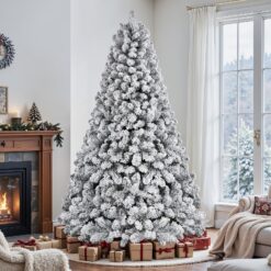Alternative view of 7ft Prelit Snow Flocked Spruce Artificial Christmas Trees with Warm White Lights