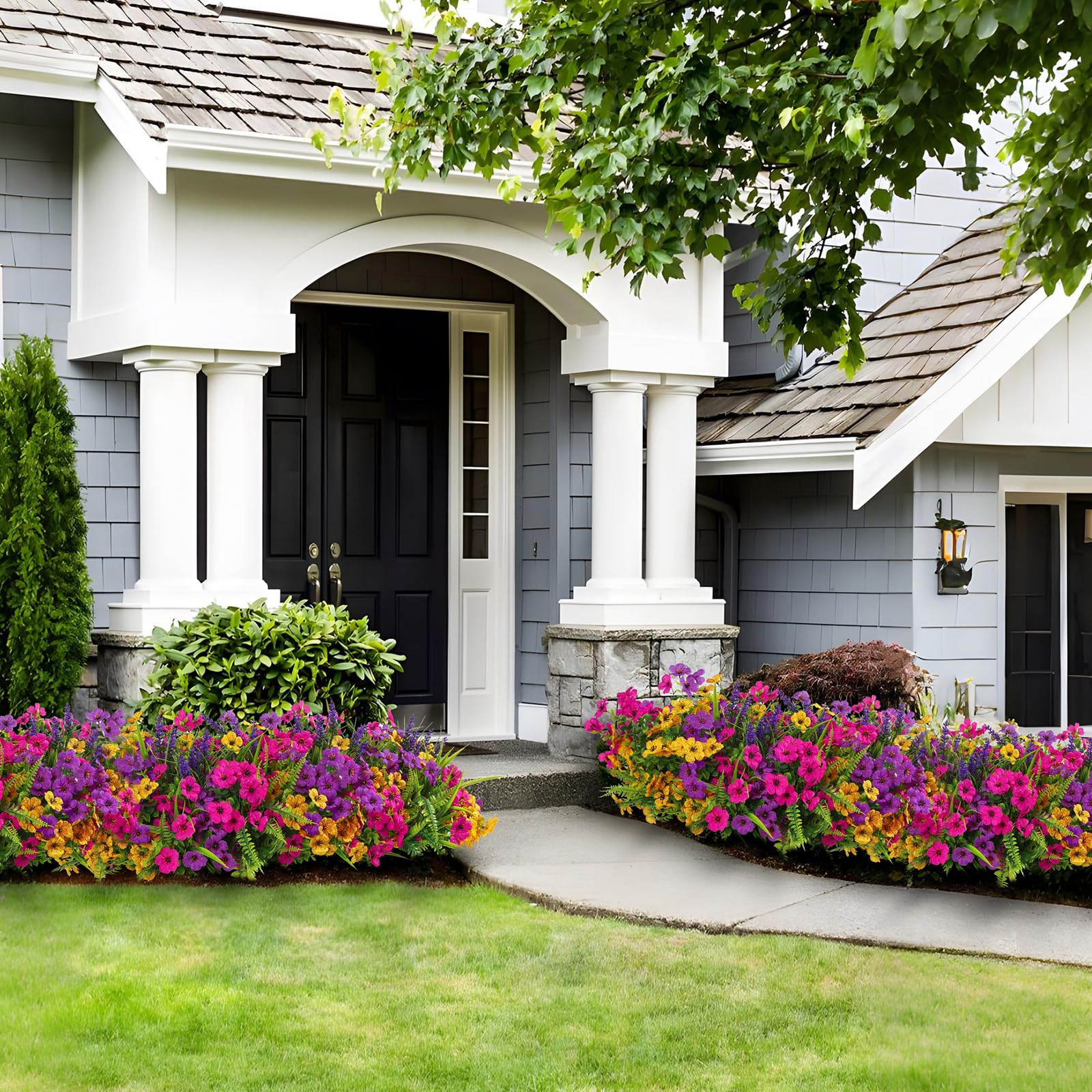 24 Bundles Artificial Flowers, UV Resistant Eucalyptus Violet and Lavender Silk Fake Plants, Yellow Rose Purple - Image 7