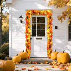 Alternative view of 6FT Warm White Light Autumn Colorful Pumpkins & Pomegranate Garland