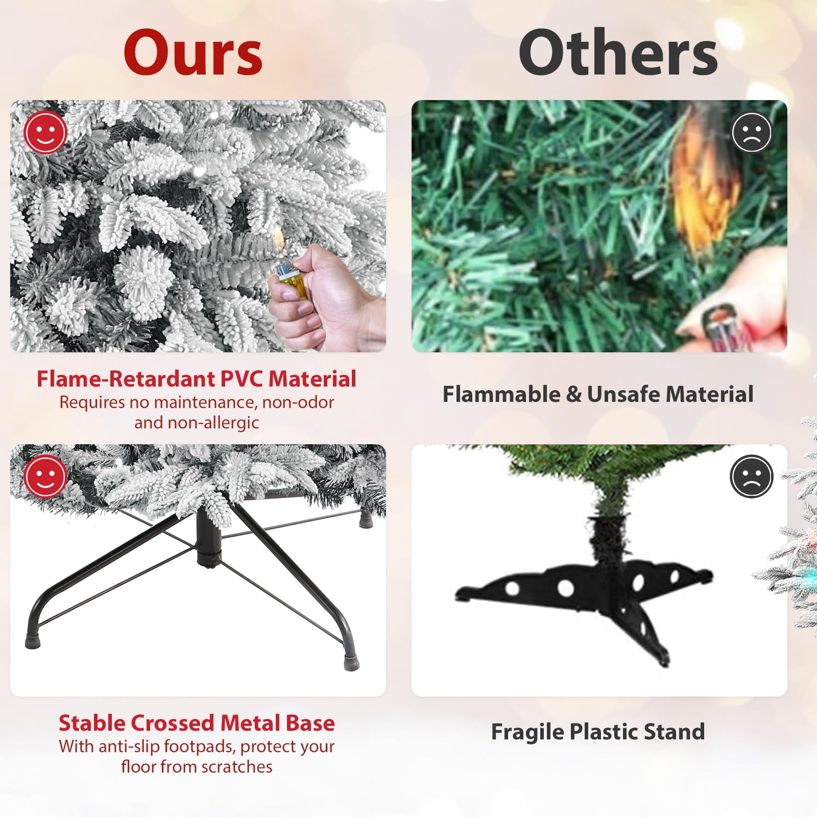 7.5ft Flocked Cedar Christmas Trees with 450 RGB Lights - Image 8