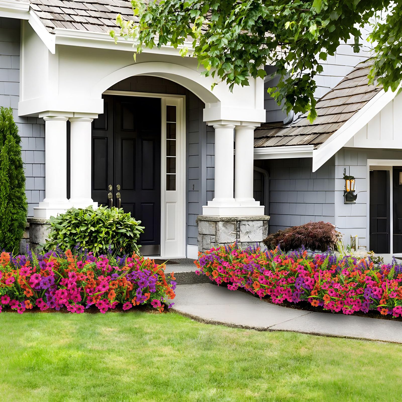 24 Bundles Artificial Flowers UV Resistant Eucalyptus Violet and Lavender- Orange Rose Purple - Image 7