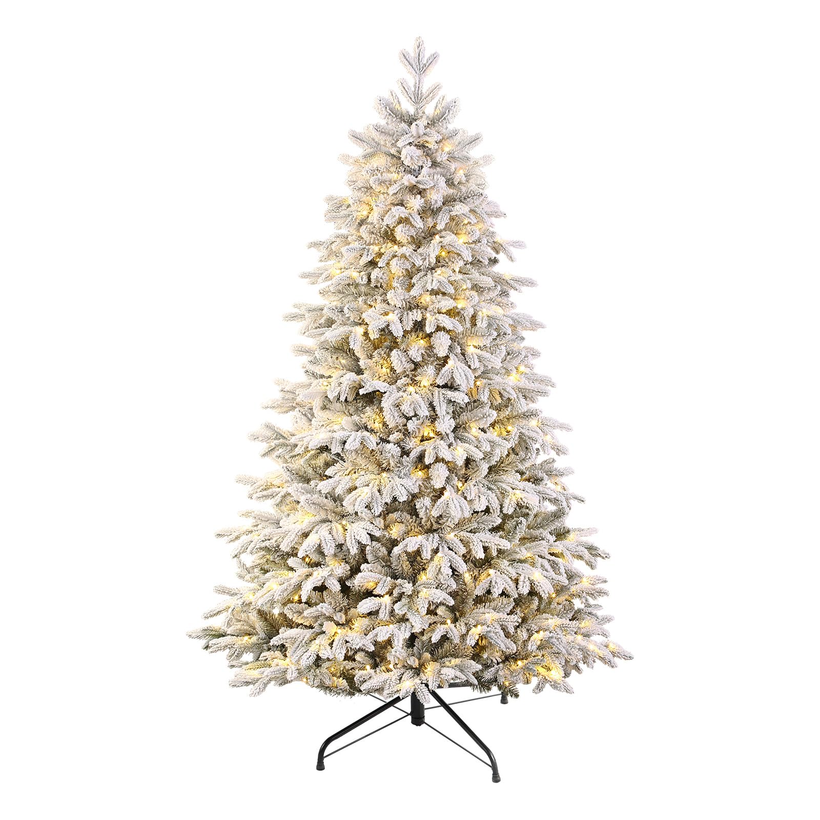 7.5ft Flocked Cedar Christmas Trees with 450 RGB Lights - Image 2