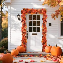 Alternative view of 6FT Warm White Light Orange Pumpkin & Maple Leaf Autumn Garland