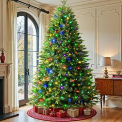 Pre-lit Fraser Fir Artificial Christmas Tree with RGB Lights 106 Modes Lights