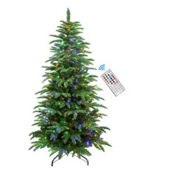 6ft Prelit Artificial Realistic Christmas Tree with RGB Lights and Remote