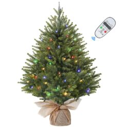 Alternative view of 2ft Prelit Artificial Small Mini Christmas Tree with Color-changing LED Lights and Remote