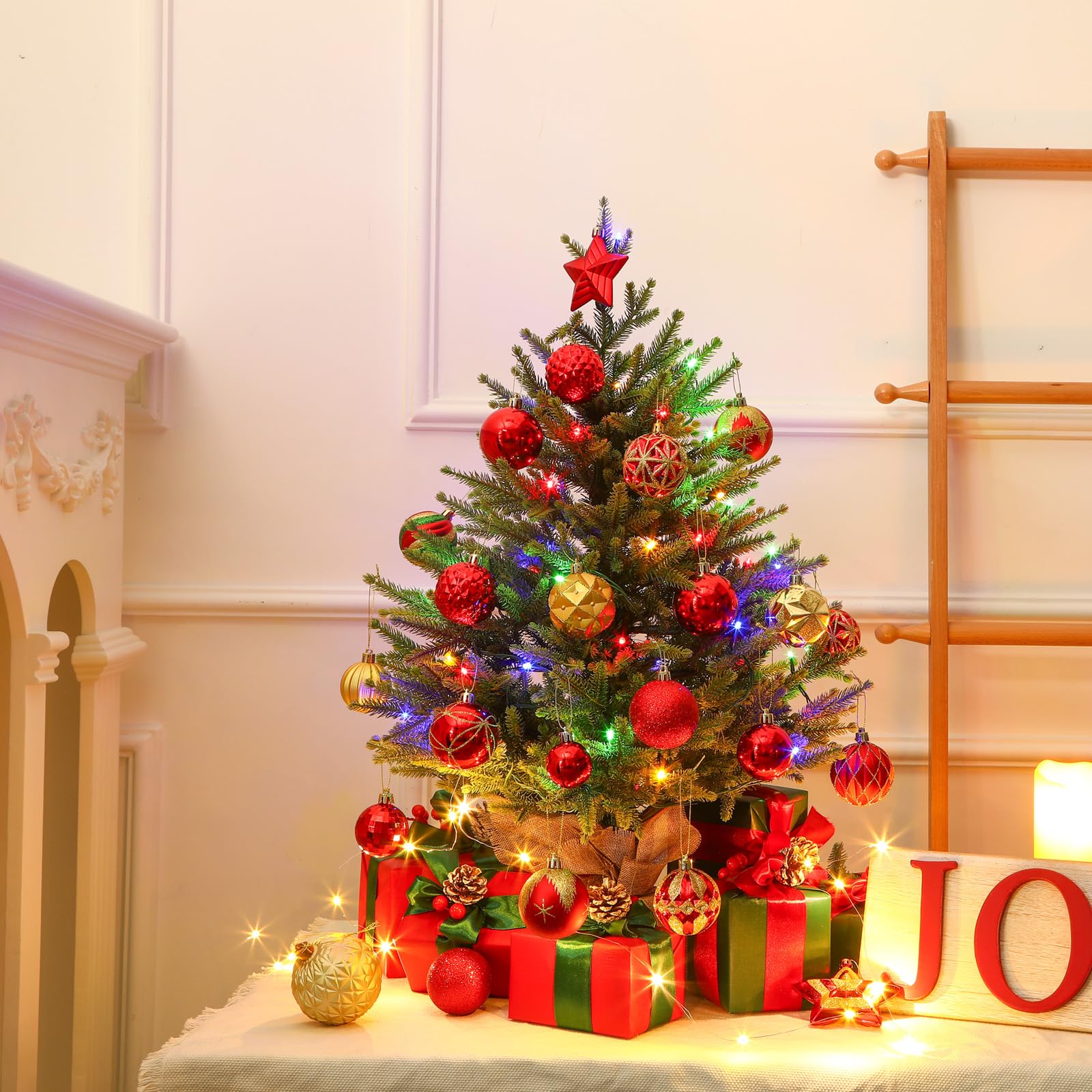 2ft Prelit Artificial Small Mini Christmas Tree with Color-changing LED Lights and Remote - Image 8