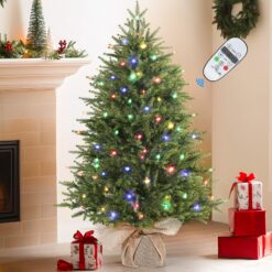 Alternative view of 3ft Prelit Artificial Small Mini Christmas Tree with Color LED Lights