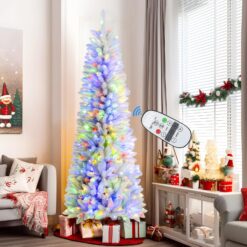 Alternative view of 4ft White Artificial Pencil Christmas Tree with Multi-Color Lights and Remote