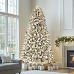 6ft Prelit 250 Warm White Lights Snow Flocked Spruce Artificial Holiday Christmas Tree