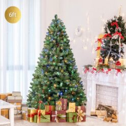 6ft Classic Artificial Christmas Trees with 330 Warm White &Multi Color LED Lights and Remote