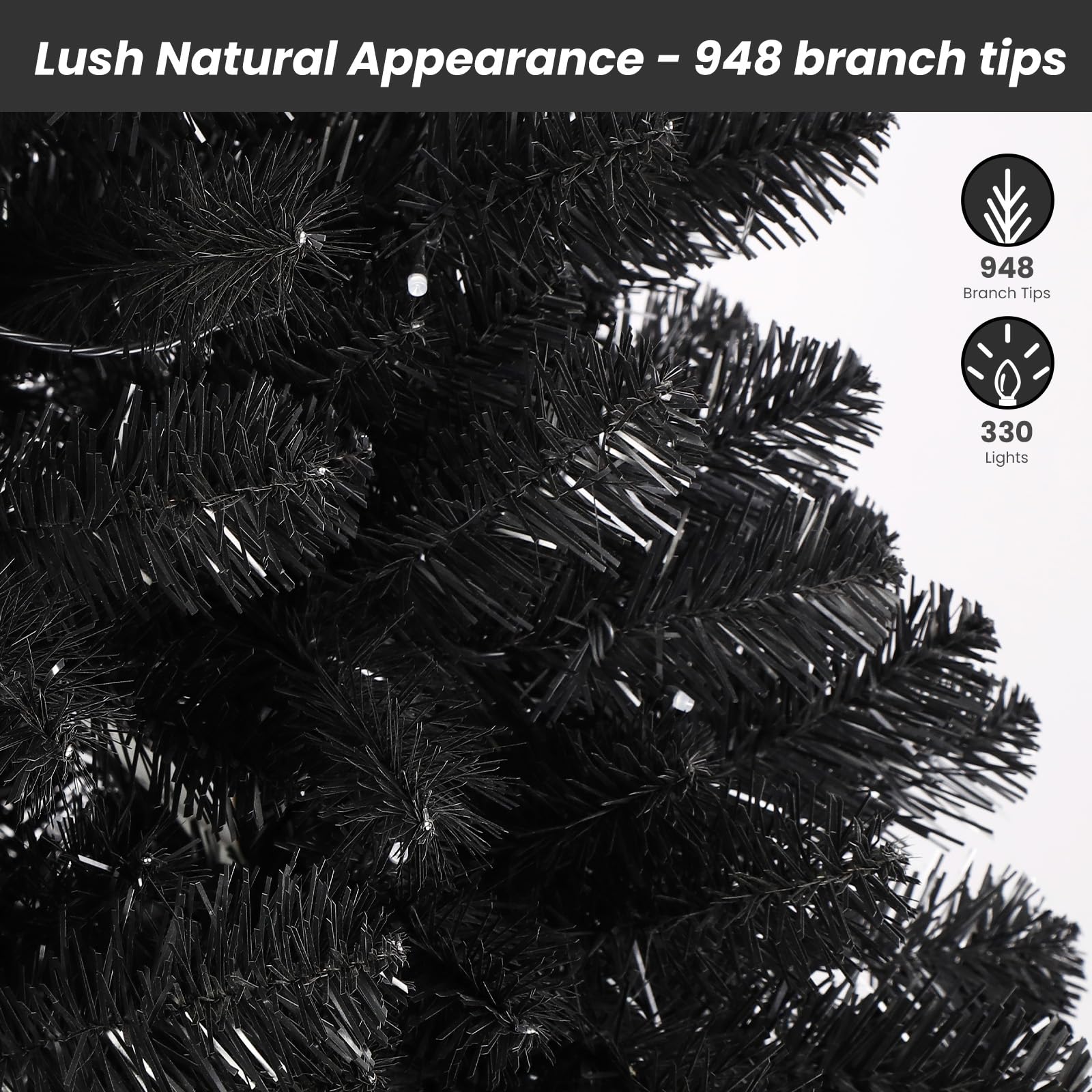 6ft Prelit RGB Lights Premium Artificial Hinged Christmas Tree - Image 3