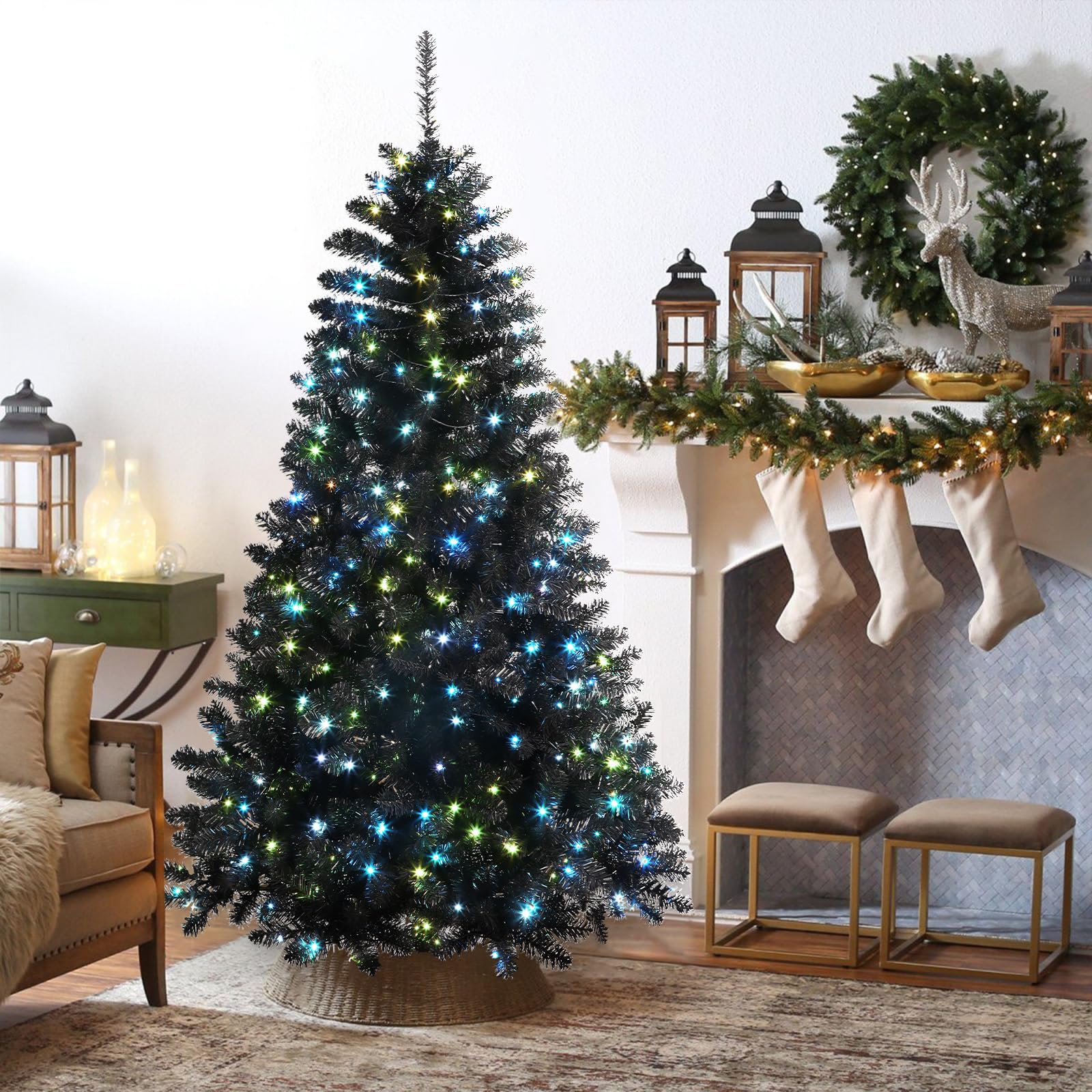 6ft Prelit RGB Lights Premium Artificial Hinged Christmas Tree - Image 7