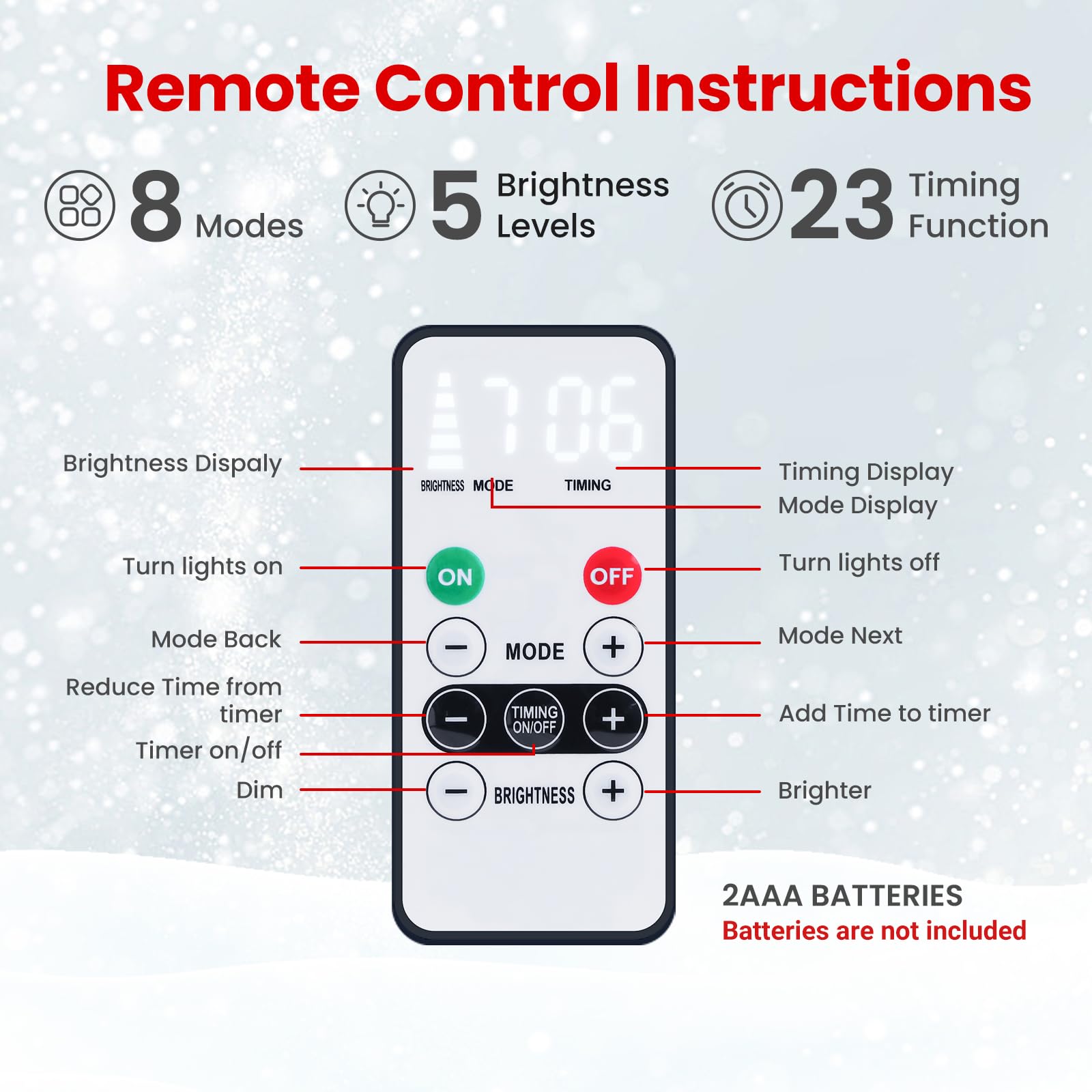 6ft Realistic White Flocked Artificial Christmas Trees with RGB Lights and Remote - Image 6