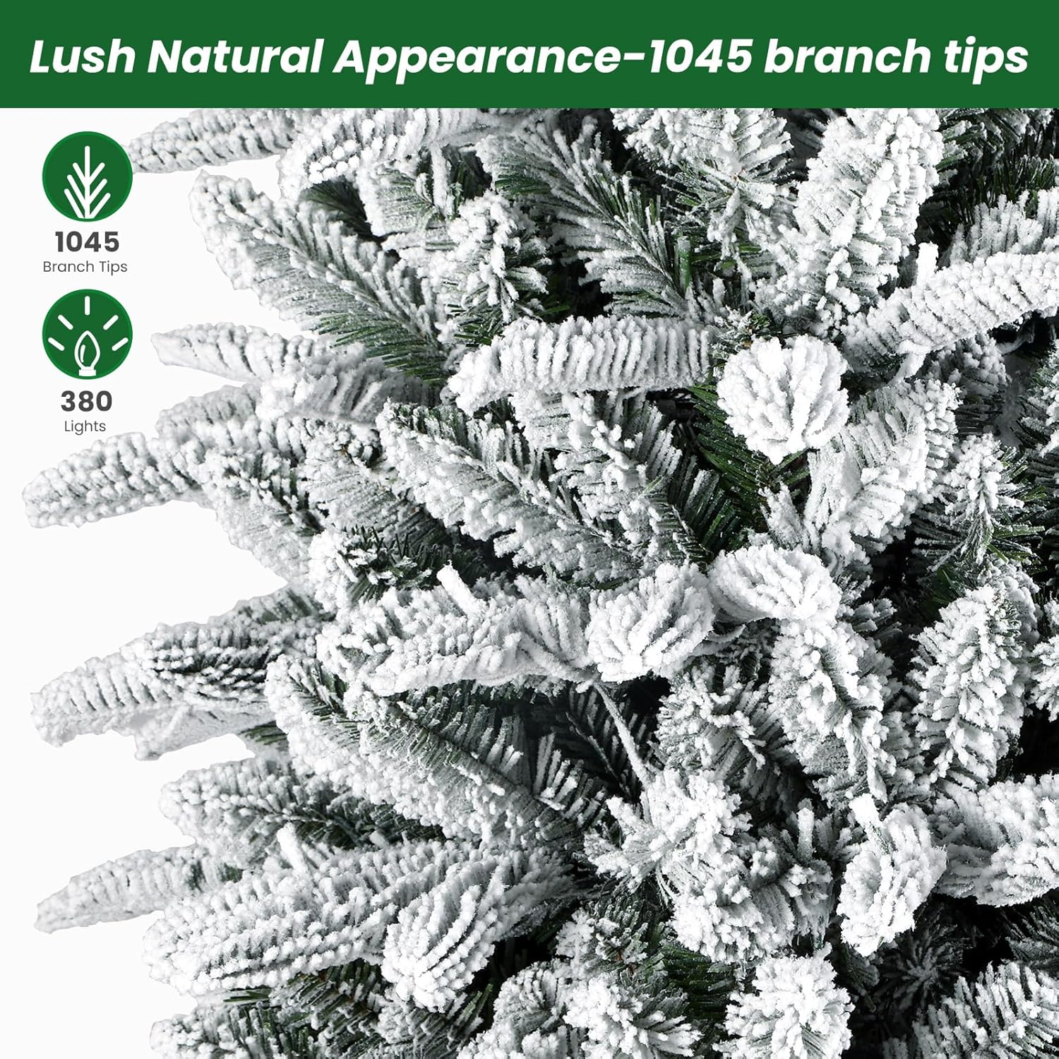 6ft Realistic White Flocked Artificial Christmas Trees with RGB Lights and Remote - Image 4