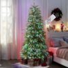 7.5ft Prelit Multi-Color RGB Lights Artificial Hinged Upgraded Christmas Tree with Remote