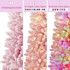 Alternative view of 7.5ft Prelit Flocked Pink Artificial Pencil Christmas Trees with RGB Lights
