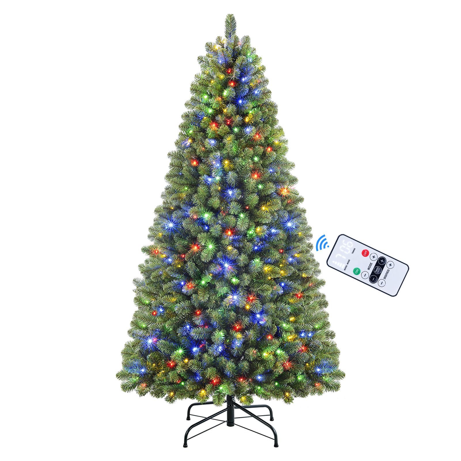 9ft Pre-lit Classic Spruce Artificial Christmas Tree with Multi-Color LED Lights