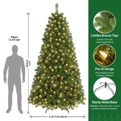 Alternative view of 9ft Prelit Premium Artificial Hinged Christmas Tree with Warm White Lights
