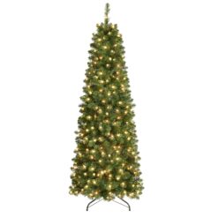 Alternative view of 9ft Prelit Warm White Lights Artificial Hinged Slim Pencil Christmas Tree