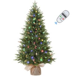 Alternative view of 4ft Prelit Artificial Small Mini Christmas Tree with Color LED Lights