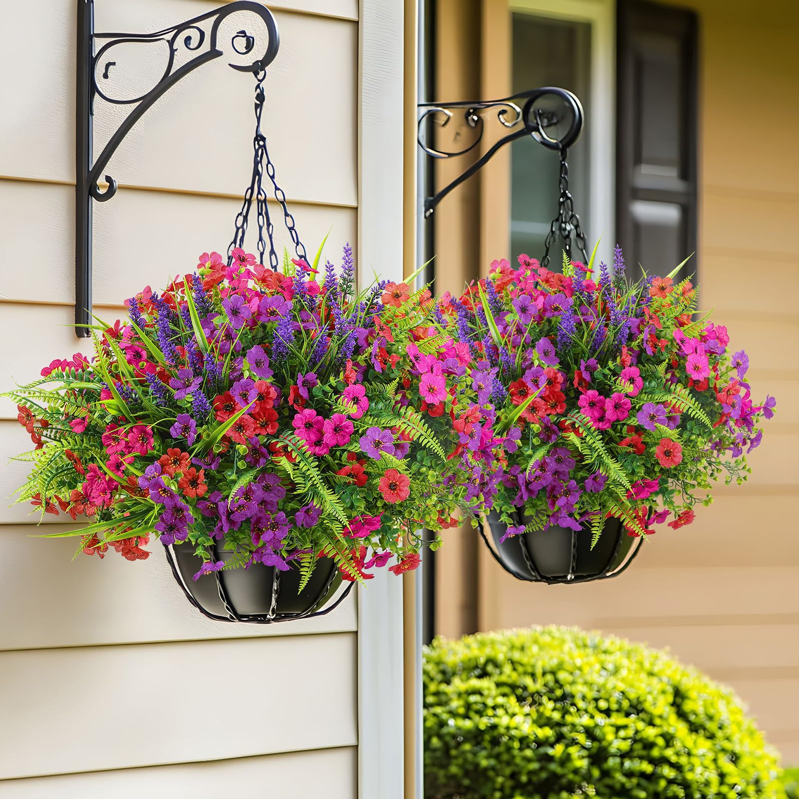 24 Bundles Artificial Flowers UV Resistant Eucalyptus Violet and Lavender Silk Fake Flowers(Red&Rose&Purple) - Image 6