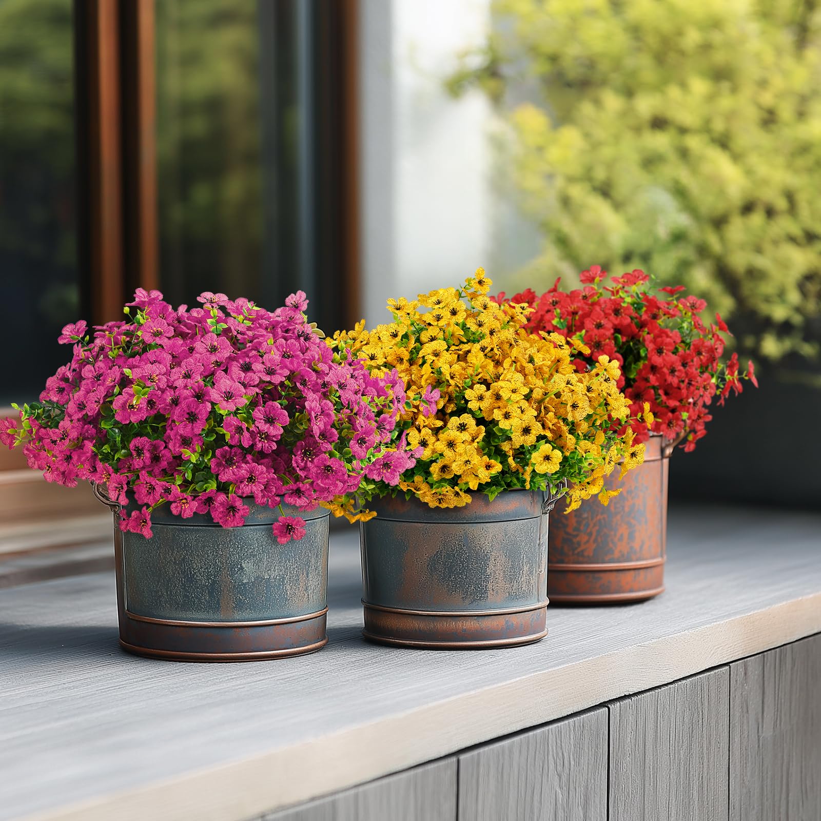 24 Bundles Artificial Faux Flowers Eucalyptus Violets(Mix 4 Colors) - Image 12