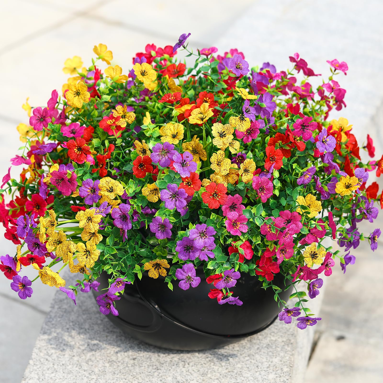 24 Bundles Artificial Faux Flowers Eucalyptus Violets(Mix 4 Colors)